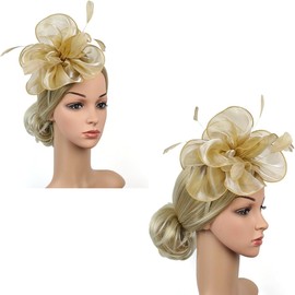 Aimiwial Gold Fascinators Hats for Women,Tea Party Hats for Kentucky Derby, Cocktail, Wedding, Fancy Dress Party for Girls and Women