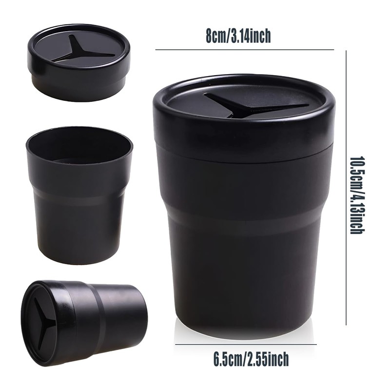 AIMALL 2PCS Compact Car Trash Bin, Mini Garbage Can for