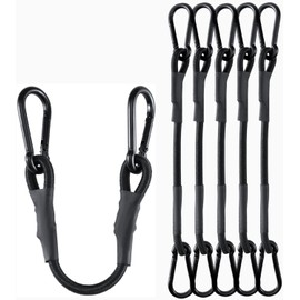 6 Inch Short Small Bungee Cords with Carabiner Hooks, 8 Pcs Black Mini UV Resistant Bungee Straps with Superior Elasticity Thai Latex, Great for Cargo, Bike, Kayak Boat, Luggage, etc