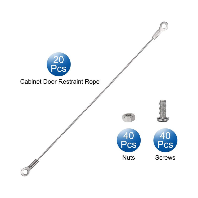 sourcing map 20Pcs 8" Cabinet Door Restraint with Screws, 304