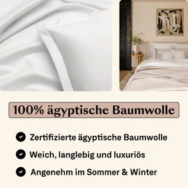Amqua Mako Satin Cushion Cover Set of 2 Pillowcases 40 x 80 cm, 100% Egyptian Cotton (Certified), White
