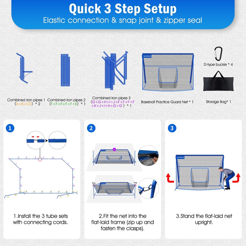 Baseball Softball Net with Blocking System,10x7ft Batting Cage Practice Net