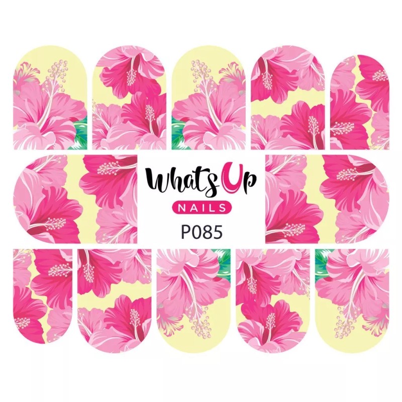 Whats Up Nails P085 Frilly Hibiscus Water Decals Sliders for