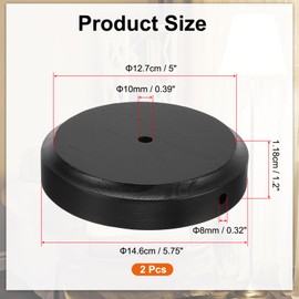 PATIKIL 5.75" x 1.2" Wooden Lamp Base, 2pcs Round Solid Wooden Base Wood Desk Lamp Display Stand Replacement for Bedroom Bedside Table Lamps DIY, Black