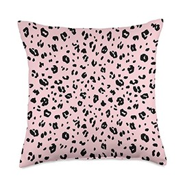 Squeaky Ricardo Blush Pink and Black Leopard Cheetah Print Animal Pattern Throw Pillow, 18x18, Multicolor