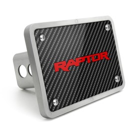 iPick Image Made for Ford F150 Raptor 2017 to 2018 in Red Black Carbon Fiber Texture Plate Billet Aluminum 2 inch Tow Hitch Cover