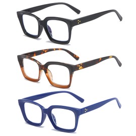 DXYXYO Reading Glasses Women 2.25+ Blue Light Blocking Men Oversized Rectangle Computer Readers 3 Pack Retro Fashion Oprah Style Square