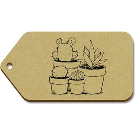 10 x Large 'Cacti Plants in Pots' Wooden Gift Tags (TG00140506)