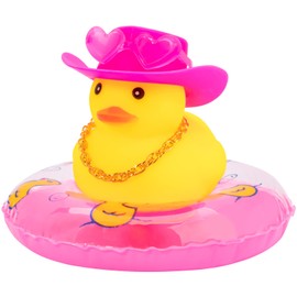 wonuu Car Rubber Duck Car Duck Decoration Dashboard Car Ornament for Car Dashboard Decoration Accessories with Mini Flower Hat Swim Ring Necklace and Sunglasses, I_red Heart Glasses&Pink Hat