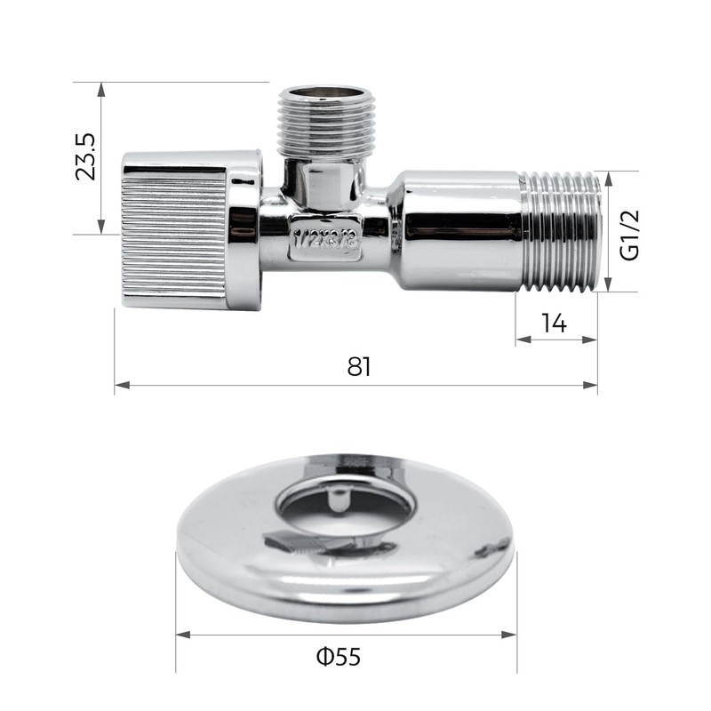 Vancoco Angle Valve 1/2 Inch Wall Connection Set of 2