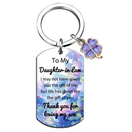 Daughter In Law Valentine's Day Gifts Daughter In Law Keychain Gifts for Daughter In-Law from Mother In Law Engagement Wedding Gifts To My Daughter In Law Birthday Valentine's Day Gift