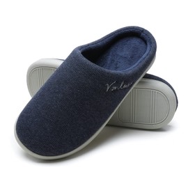 Vonluxe Pantuflas de casa para mujer, cómodas pantuflas de espuma viscoelástica, zapatos de mujer suaves y ligeros con suela antideslizante impermeable para interiores y exteriores, Azul Marino, 7-8