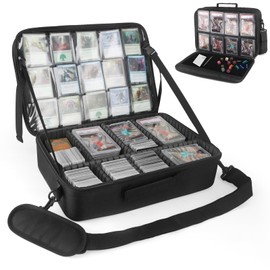 Xykzra MTG Bag Card Storage Box for 2000+ Cards, Magic Deck Carrying Case Double Layers with Dividers and Shoulder Straps, Trading Card Case Fits for MTG/TCG/Magic/Sports Cards - Black