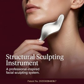 TICKTIME Titanium-Zinc Gua Sha Face Sculpting Tool, 5-Zone | 5-zone gua sha facial tool, titanium-zinc cooling metal, face sculpting, face massager, j