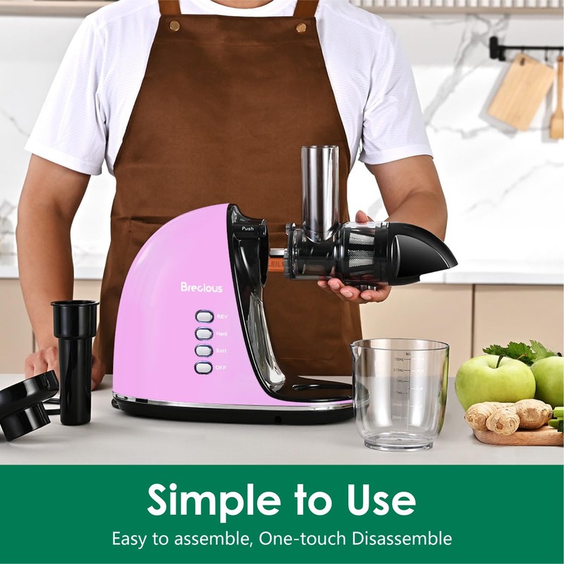 Slow Masticating Juicer,Brecious Cold Press Juicer with 2 Speed Modes