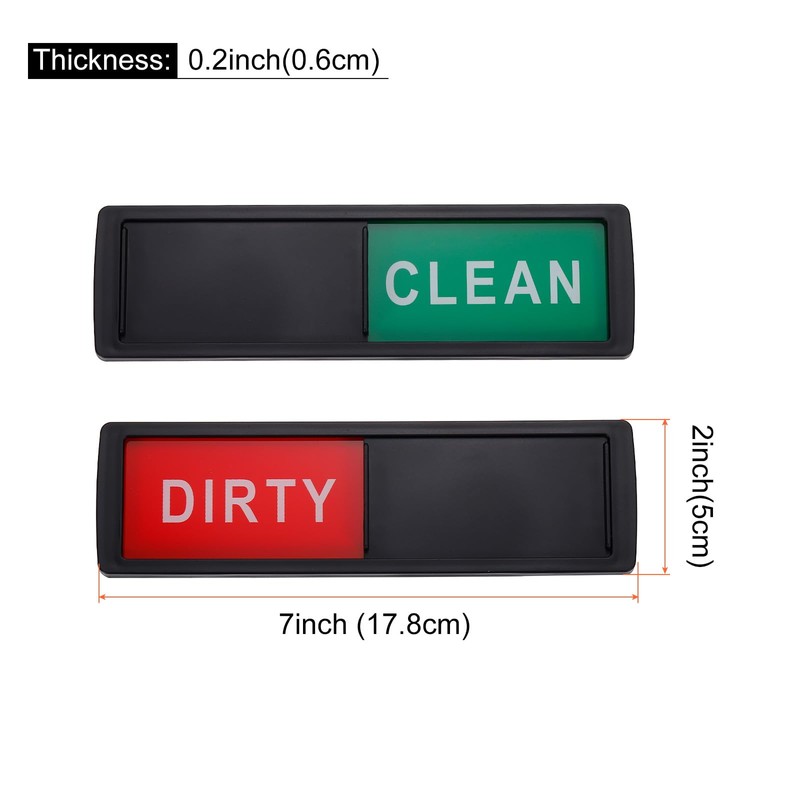 sourcing map Dishwasher Magnet Clean Dirty Sign Black Framed Rectangle