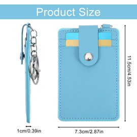 Shimmeroo 2 Pcs Slim Keychain Card Holder, PU Leather Back/Front Pocket Wallet Keychain Card Holder with Metal Clasps key Rings for Men Women Bank Id Student Meal Cards Metro Cards