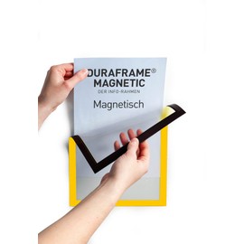 Durable DURAFRAME Magnetic Frame, A4 Yellow, Pack of 5, Document Frame for Professional Internal Signage, Magnetic Attachment