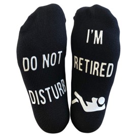 'Do Not Disturb, I'm Retired' Funny Full Length Lounge Socks - Great Gift For Retirees / Colleagues / Office Leavers