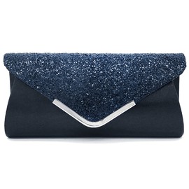 MCWTH Evening Bag Clutch Purses for Women Ladies Wedding Prom Party Glitter Sequin Shoulder Bags, darkblue