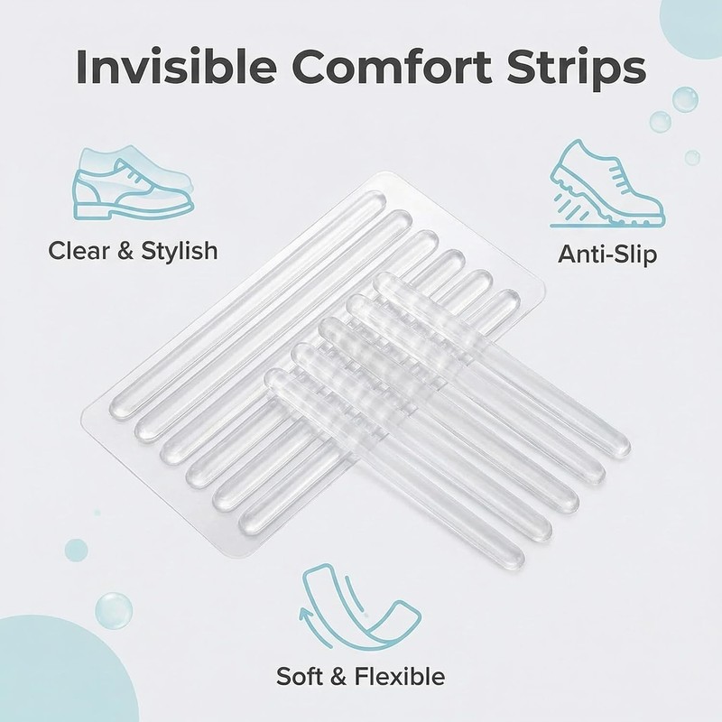 6 Sheets 24 Pcs Silicone Gel Heel Grips Heel Liners