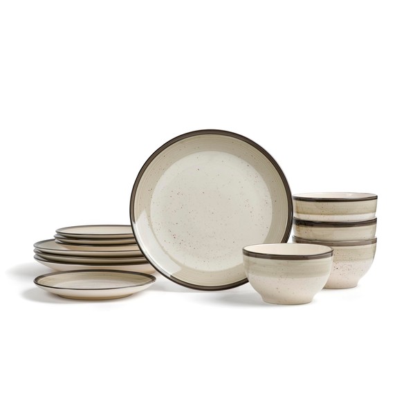 Earth & Clay Harlow 12-Piece Dinnerware Set Earthenware, Beige