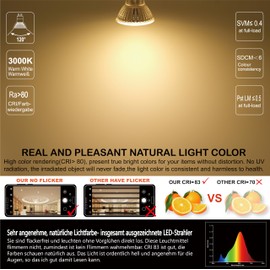 EACLL EACLL GU10 LED Warmweiss 10W Ersetzt 140W Halogen Leuchtmittel, 2er-Pack. 1050 Lumen 3000K Birnen, AC 230V Flimmerfrei Strahler, Abstrahlwinkel 120 Grad Spot, Nicht Dimmbar Reflektorlampen