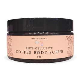 Irene Organics Exfoliating Body Scrub - All Natural Stretch Mark Treatment, Scar Removal, Anti Cellulite, Spider Vein and Acne Treatment. Great for uneven skin tone (Coffee Scrub)