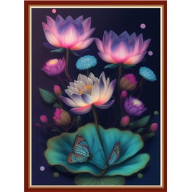 Redxing Stamped Cross Stitch Kits Embroidery kit for Beginners Adults Full Range of Embroidery Patterns Starter Kits DIY Printed Cross Stitch Kits Needlepoint Kits 11CT-Lotus Butterfly 15.7x19.7 inch
