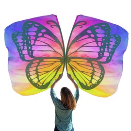Wuchieal 53.5'' X 42.1'' 2 Pack Butterfly Praise Flag, Butterfly Flag with Pole,Worship Flags Butterfly Wings,Butterfly Angel wings Flags Streamers WXC#