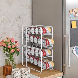 MOOACE Can Organizer for for Pantry, Stackable Soda Can Dispenser Canned Food Storage, Kitchen Cabinet Fridge Beverage Cans Holder, 4 Pack, White