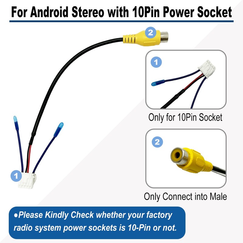 10 Pin Backup Camera Harness Adapter for Android Car Stereo