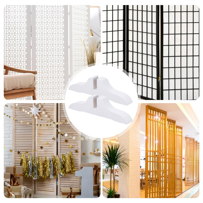 DECHOUS 2Pcs Room Divider Feet, Folding Room Divider Stand Wood