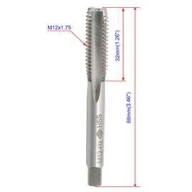 Aopin M12 x 1.75 Taper Hand Taps HSS Metric High Speed Steel Hand/Machine Use Straight Flute Thread Taps, Used to Create New Threads, Damaged and Restores Blocked Threads, 2 Pieces