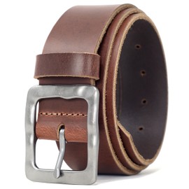 Ashford Ridge 38mm Full Leather Belt with Buckle Vintage Style, Antique Brown, 100 cm (total length: 115 cm)