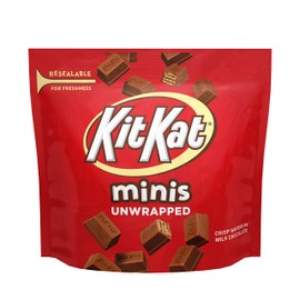 KIT KAT Minis Unwrapped Milk Chocolate Wafer Candy Bar, 7.6 oz Resealable Pouch