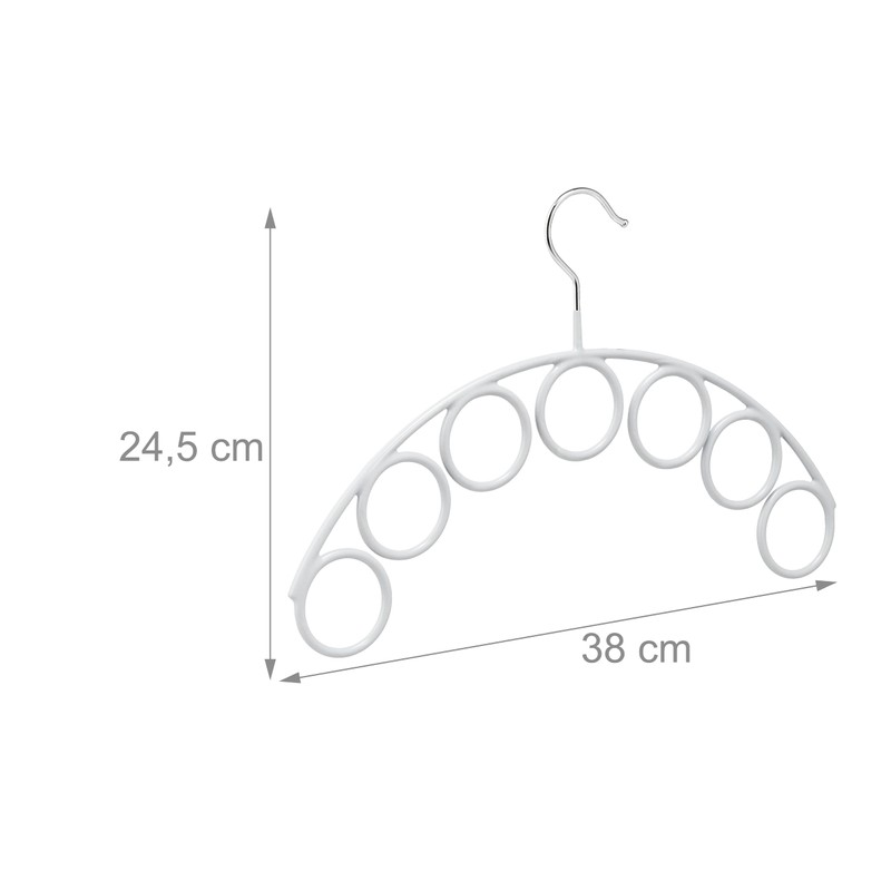 3 x Scarf Holders, Rubberised, Non-Slip, 7 Rings for Scarves
