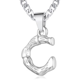 XIRUVE Men's Women's Stainless Steel Letter A to Z Pendant Initial Necklace with 4.5 mm Wide Curb Chain Length Adjustable, Stainless Steel