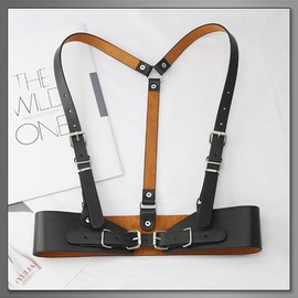 Buzz Selection LBT398 Women's Harness, Suspenders, Girdle, Chest Strap, Leather, Simple, Synthetic Leather, white