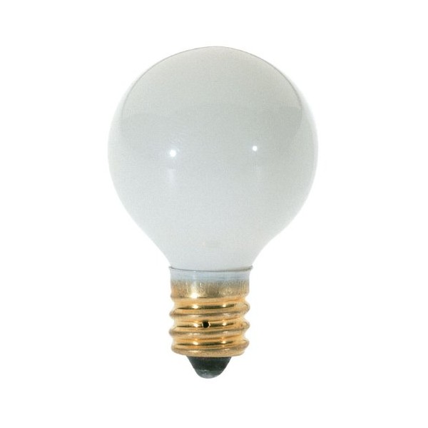 Satco S3864 120V Round Candelabra Base 10-Watt G8 Globe Light Bulb, Glossy White