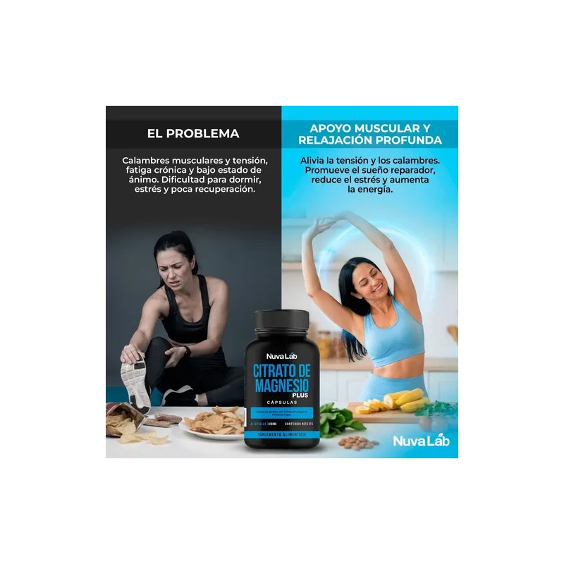 Citrato Magnesio Alta Absorción Capsulas 610mg Nuvalab Sabor