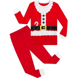 MOMBEBE COSLAND Kid Christmas Pajamas Boy Santa Pjs Set, Santa Claus, 7T