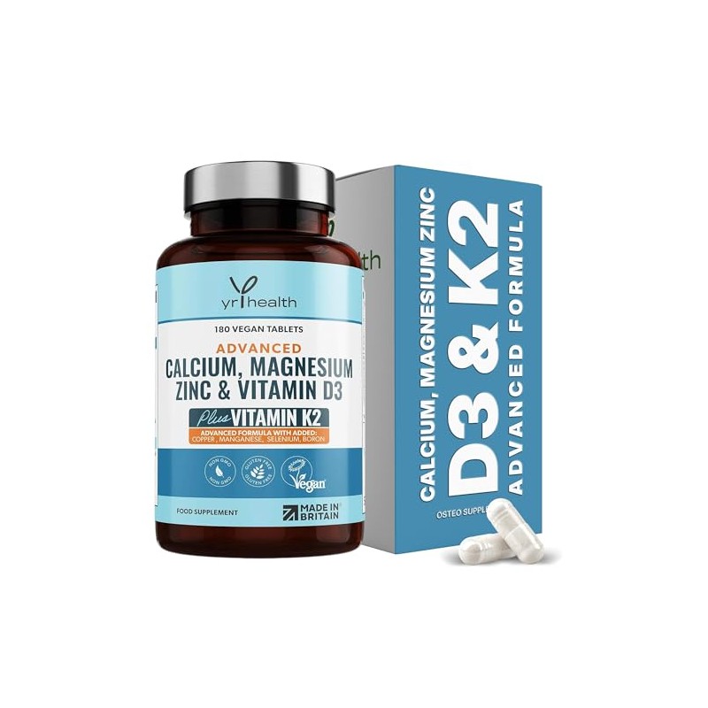 Calcium Magnesium Zinc Vitamin D3 and K2 Vegan 180 Tablets