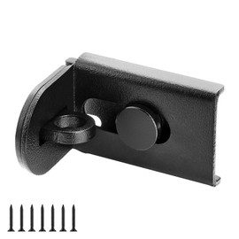 GEMASP - Cerradura de cierre de puerta de 90 grados, candado de seguridad de acero inoxidable en ángulo recto con tornillos para puertas de empuje/deslizante/granero (1 unidad, negro)