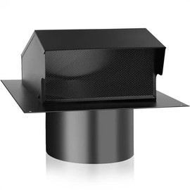6Inch Roof Vent Cap with Wind Damper and Mesh to Provide Flow of Fresh Air and Keep Critters Out,6 Inch Roof Exhaust Vent, Black