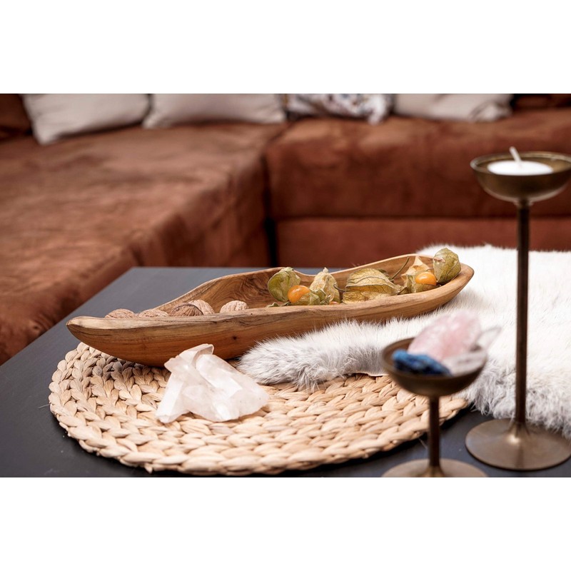 Windalf Galina Rustic Teak Wood Bowl 33 cm Antipasti Baguette