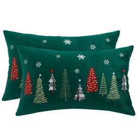 Tosleo Pack of 2 Christmas Cushion Covers, 40 x 66 cm, Decorative Cushion Cover, Green, Christmas Tree Cushion Covers for Sofa, Living Room, Bedroom, Festival, Party