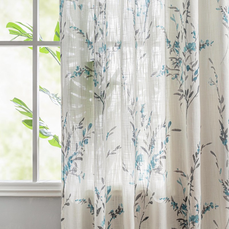 MYSKY HOME Sheer Curtains 54 Inch Length for Bedroom Window