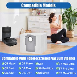 12 Pack Dust Bags for Roborock S8 Pro Ultra, S8+, Q7 Max+, Q8 Max+, Q5 Max+, Q5+, Q5 Pro+, Q7, Q7+, Q7 Max+, S7 MaxV Ultra,S7 Max Ultra Vacuum Cleaner Replacement Disposable Dust Bags- 4L
