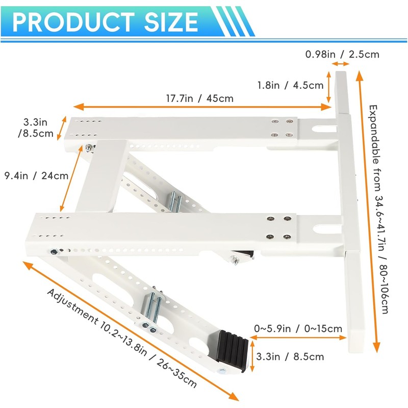 No-Drill Window AC Bracket, Heavy Duty Adjustable Air Conditioner Support